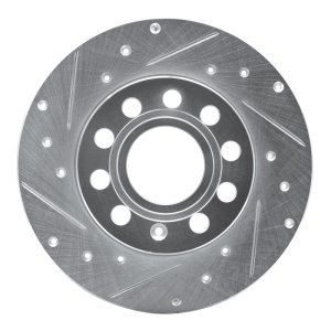 Audi A3 Brake Rotor (1) - Rear Left - R1 Concepts - Drilled & Slotted - Silver - `05-`13